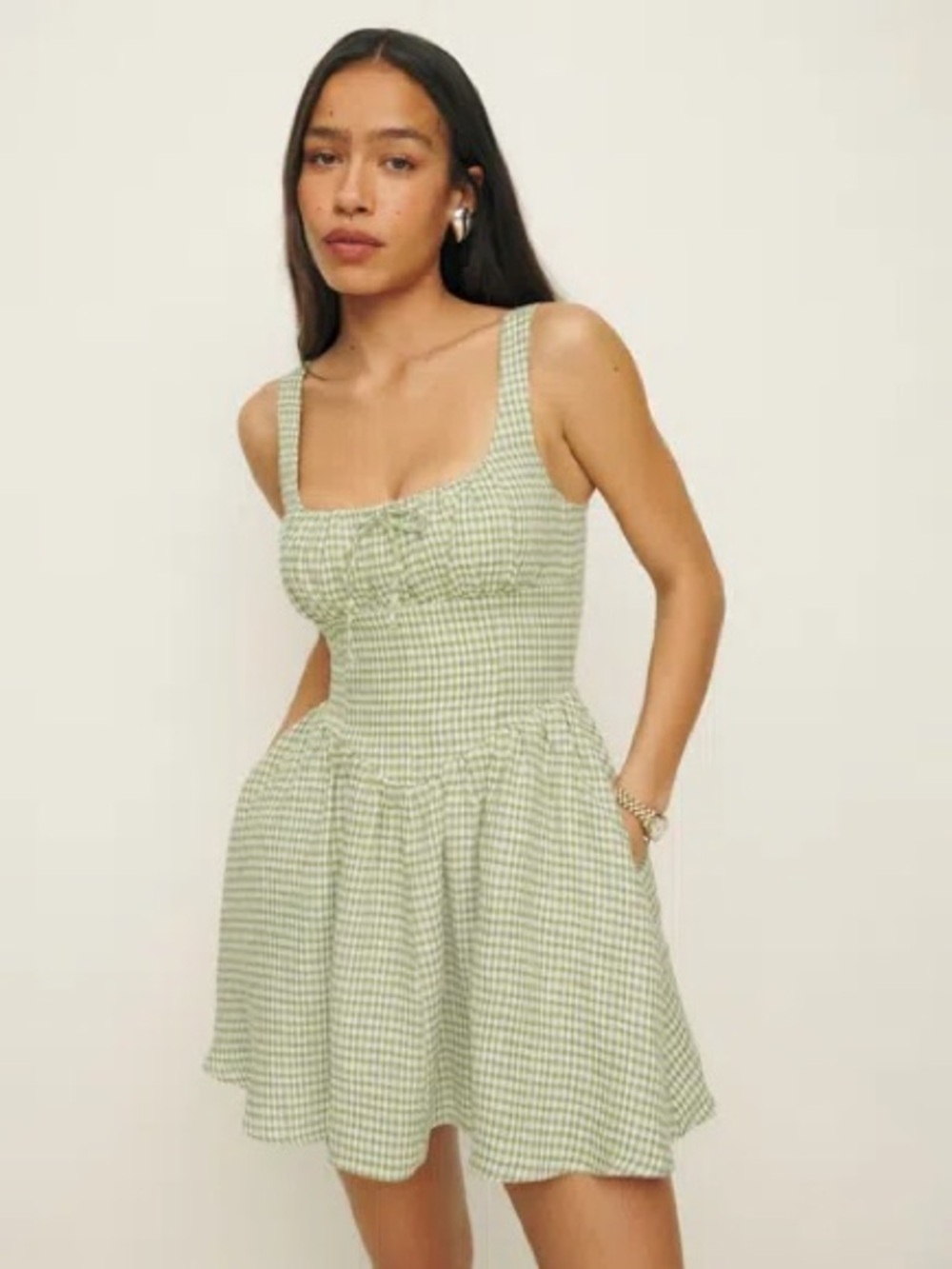Reformation Daria Linen Dress Gingham Mini size 4